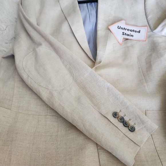 Tasso Elba‎ Island Mens XL Beige 100% Linen 2-Button Blazer Suit Jacket *FLAW* - Picture 14 of 15